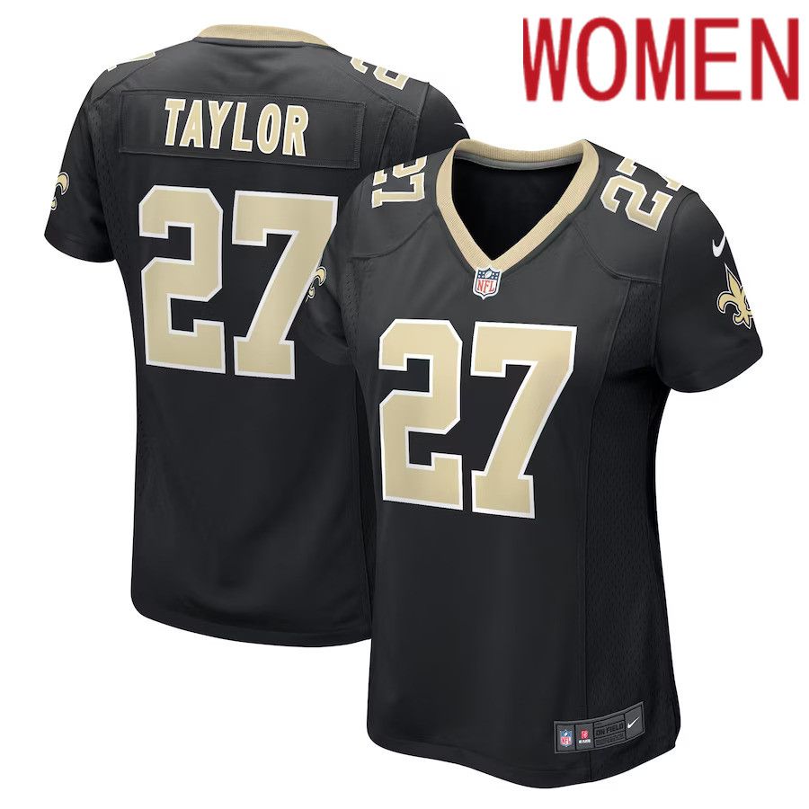 Women New Orleans Saints #27 Alontae Taylor Nike Black Game Player NFL Jersey->women nfl jersey->Women Jersey